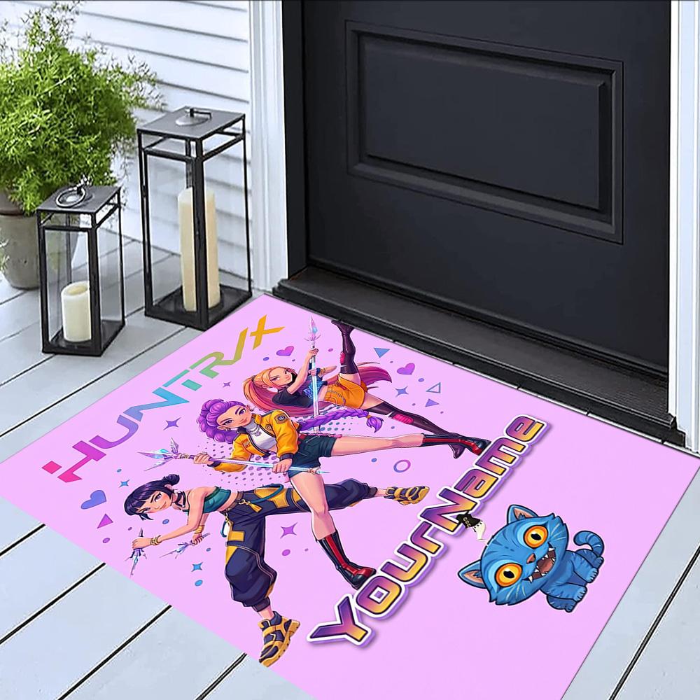 Demon Hunter Girls (2) Customize Your Name Rug, Office Chair Cushion, Home Bedroom Living Room Gift.