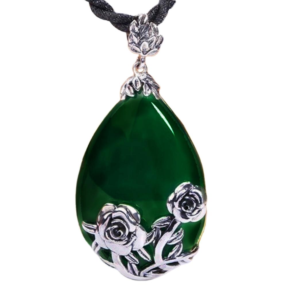 Chaîne de pull rétro Chalscedi goutte d'eau rose pendentif chaîne de cou femme pas tombé calcédoine