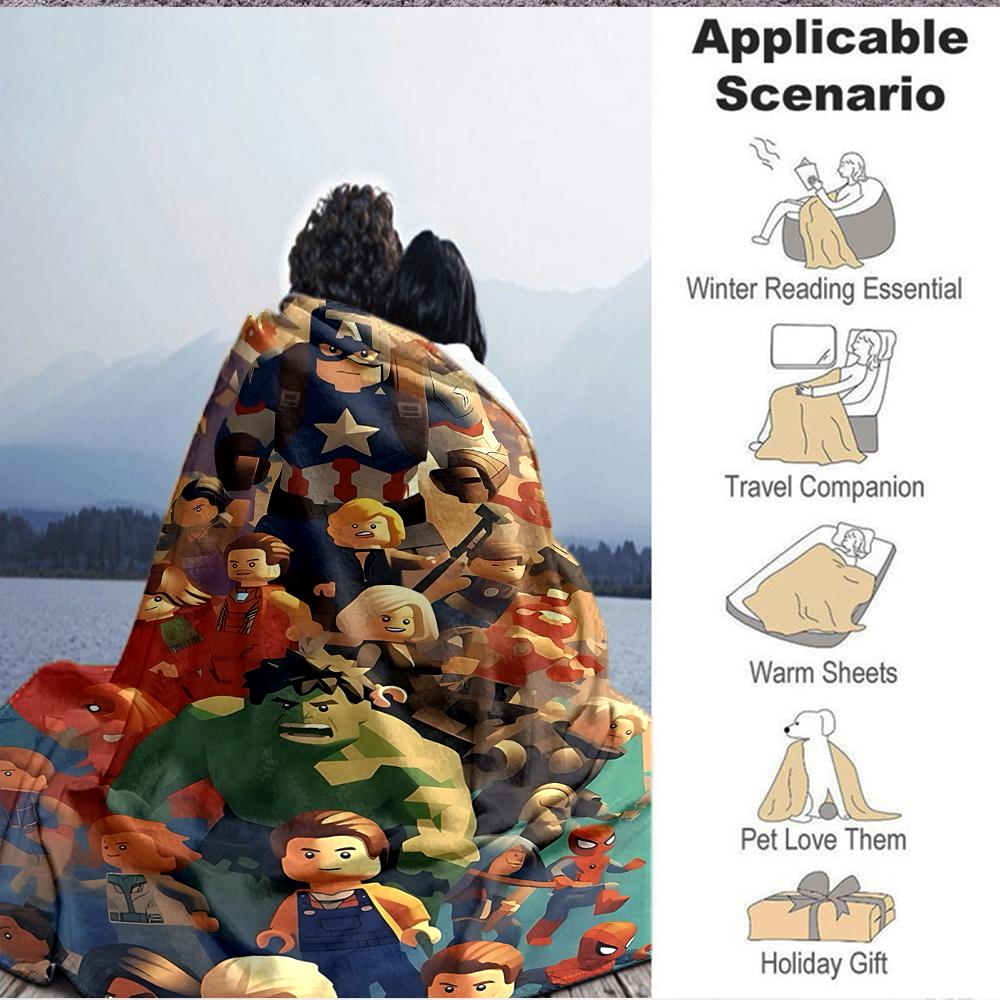 1Pc Lego Style Superhero Ensemble Flannel Fleece Blanket Soft Warm Throw Blanket For Sofa Bed Couch Home Decor Travel Nap Blanket Xmas Gift Q1576