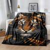 1pc Tiger Printing Lightweight Flannel Blanket, Comfortable and Warm Blanket, for Camping Sofa Bed and Couch Office, in All Seasons