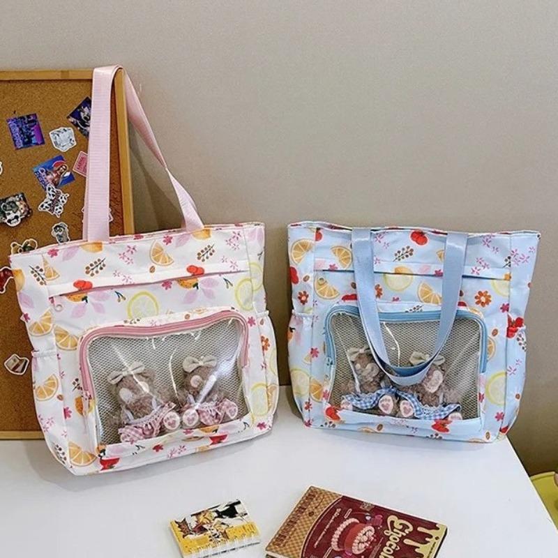 Transparent Ita Bag Large Capacity Shoulder Bags for Woman Tote Bolsos mujer Print Sac Femme Bolsa Y2k Sweet Girl Bolsas