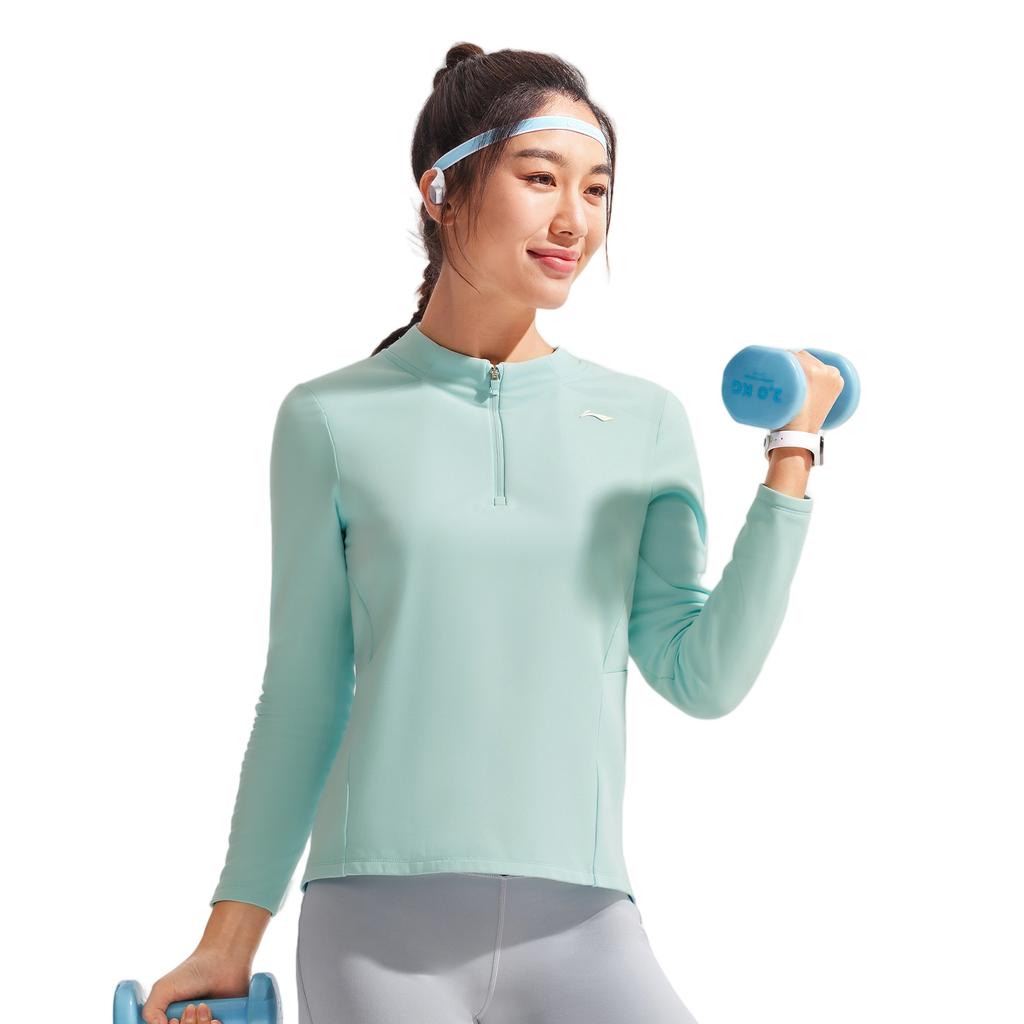 Li Ning Fitness Series Stand Collar Logo Letter Stitching T-Shirt Women Tops ATLV368-1