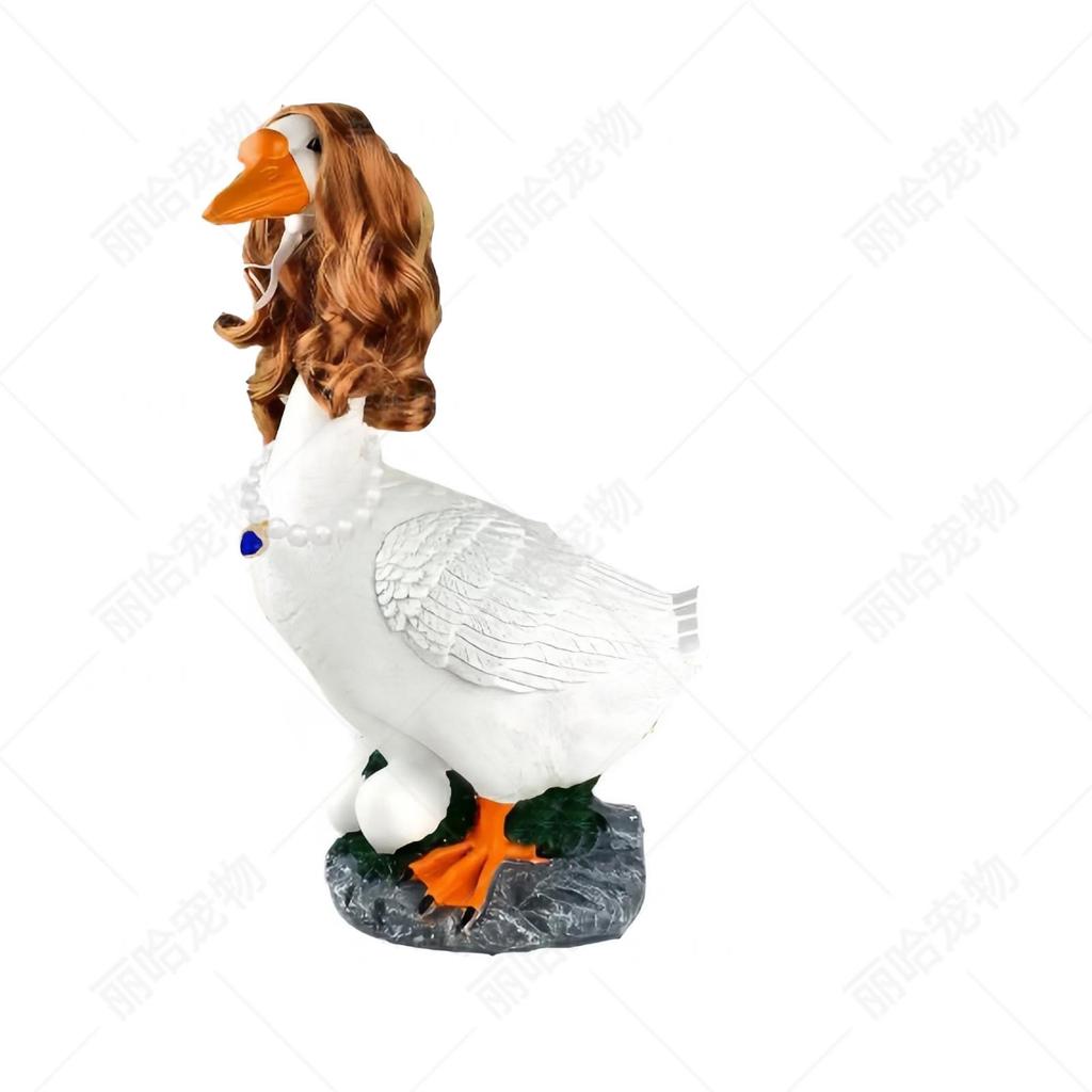 Pet Goose Wig Collar & Pearl Necklace Dress-up Set