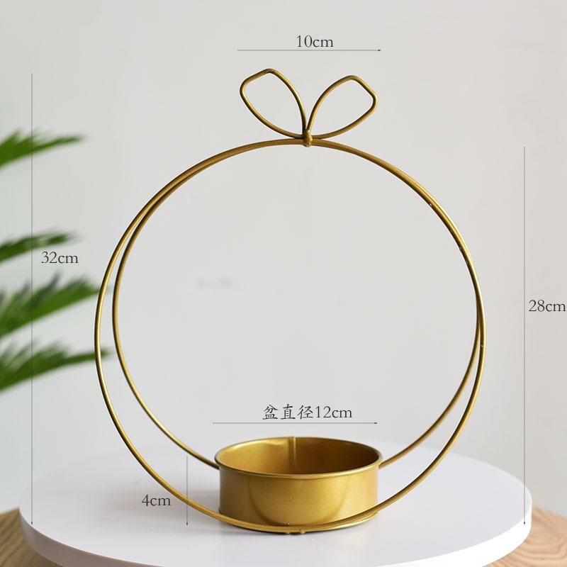 Metal Flower Basket Love Flower Stand Portable Flower Basket Flower Box Flower Round Square Wrought Iron Flower Stand Golden Geometry