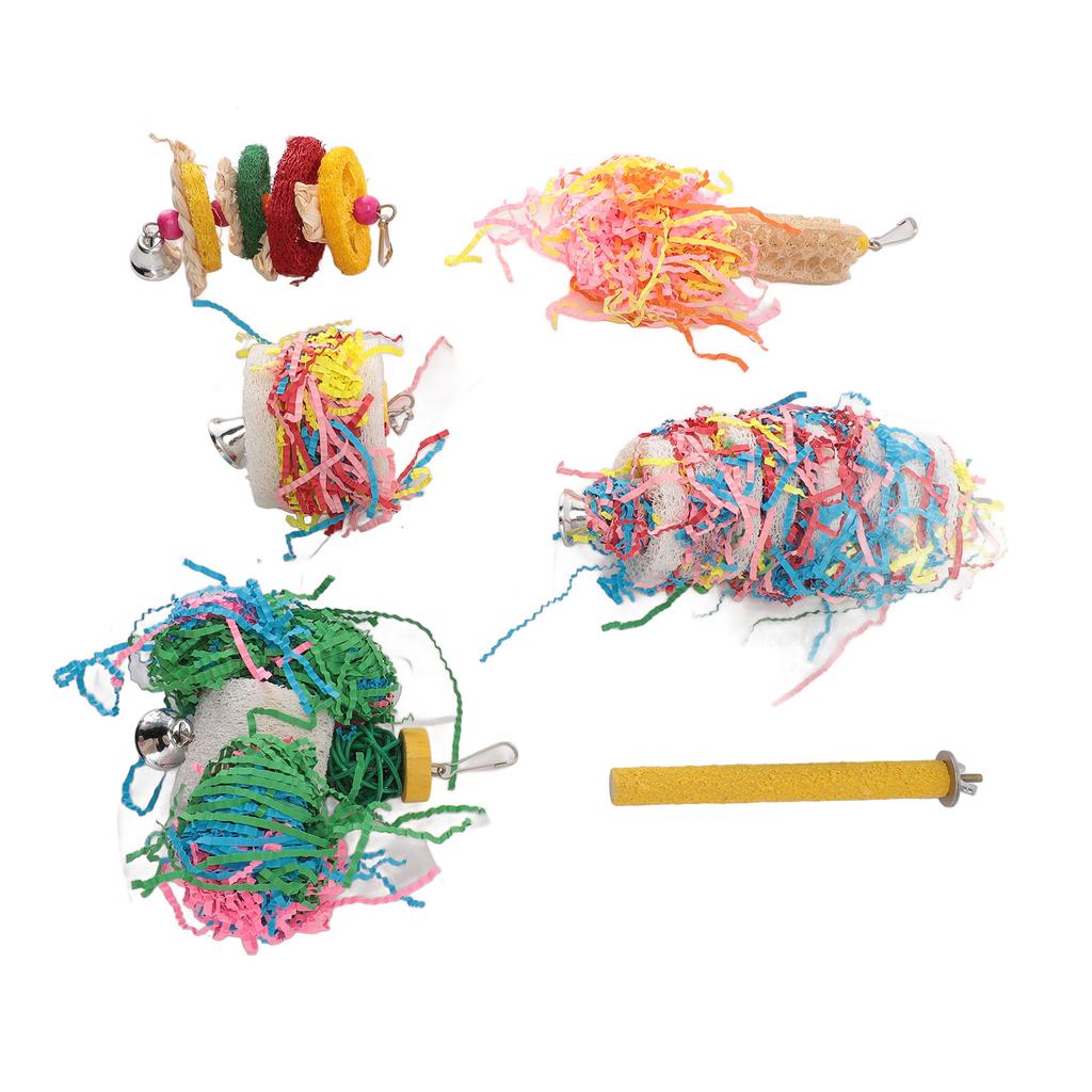 Bird Shredding Toy Colorful Boredom Relief Parrot Chewing Perch Toy Set for Cockatiels Lovebirds Parakeets