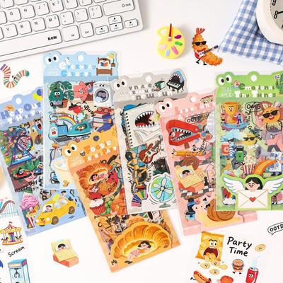 New Cartoon PET Journal Stickers for Kids - Daily Fun DIY Materials