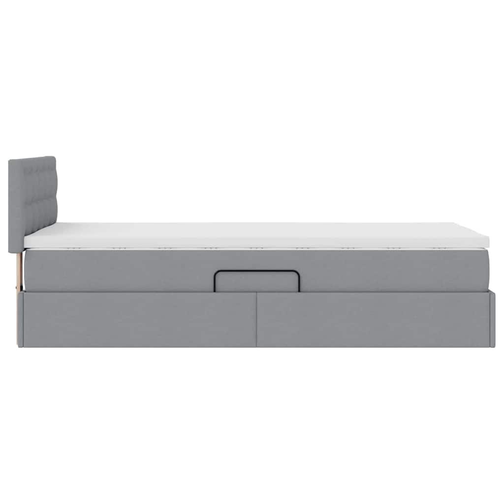 LED Storage Bed with Mattress Light Grey 90 x 200 cm Fabric
