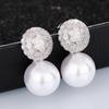 Women's stud earrings, full diamond imitation pearl princess earrings, round geometric dress accessories