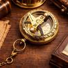 Pocket Polish Brass Sundial Compass with Leather Case and Chain Push Open Compass 5.08 Cm Steampunk Accessory Beautiful Gift