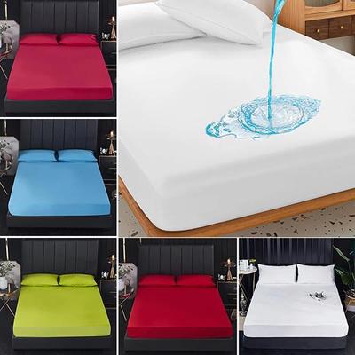 Waterproof Bed Fitted Sheet Bedcloth Bed Mattress Cover Elastic Bands Sheet Bed Protector Cover with All-Around Elastic No Pillowcase
