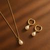 Luxury Pearl Choker Necklace and Earring Set Simple Versatile Fashion Elegant Two Piece