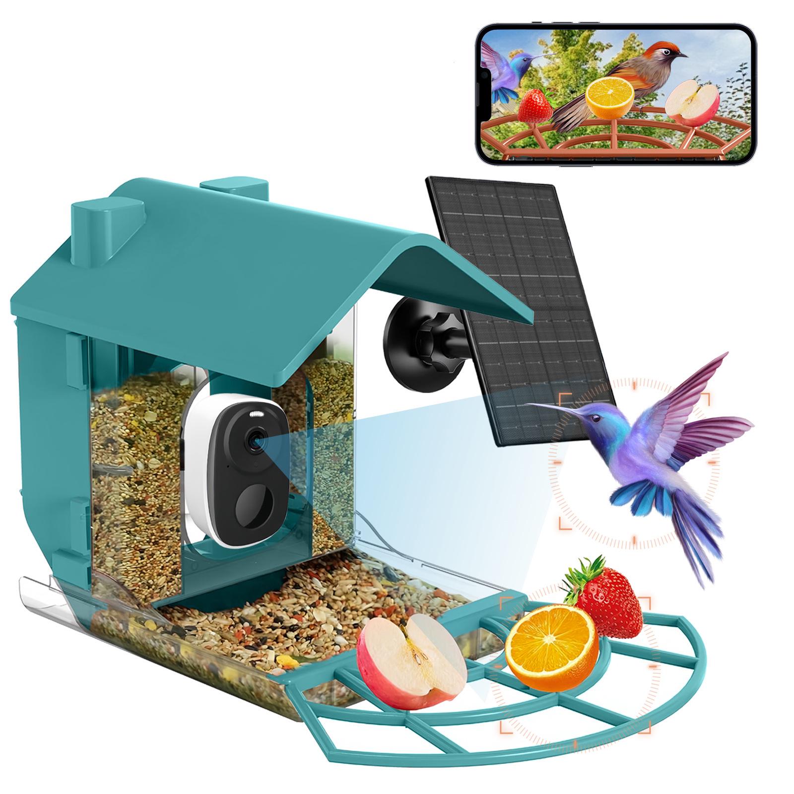 Solar-Powered AI Bird Feeder: Automatic Outdoor Feeder with Camera, Large Capacity & Waterproof Design AI Bird Feeder - 5MP (ICSEE APP) павлин голубой