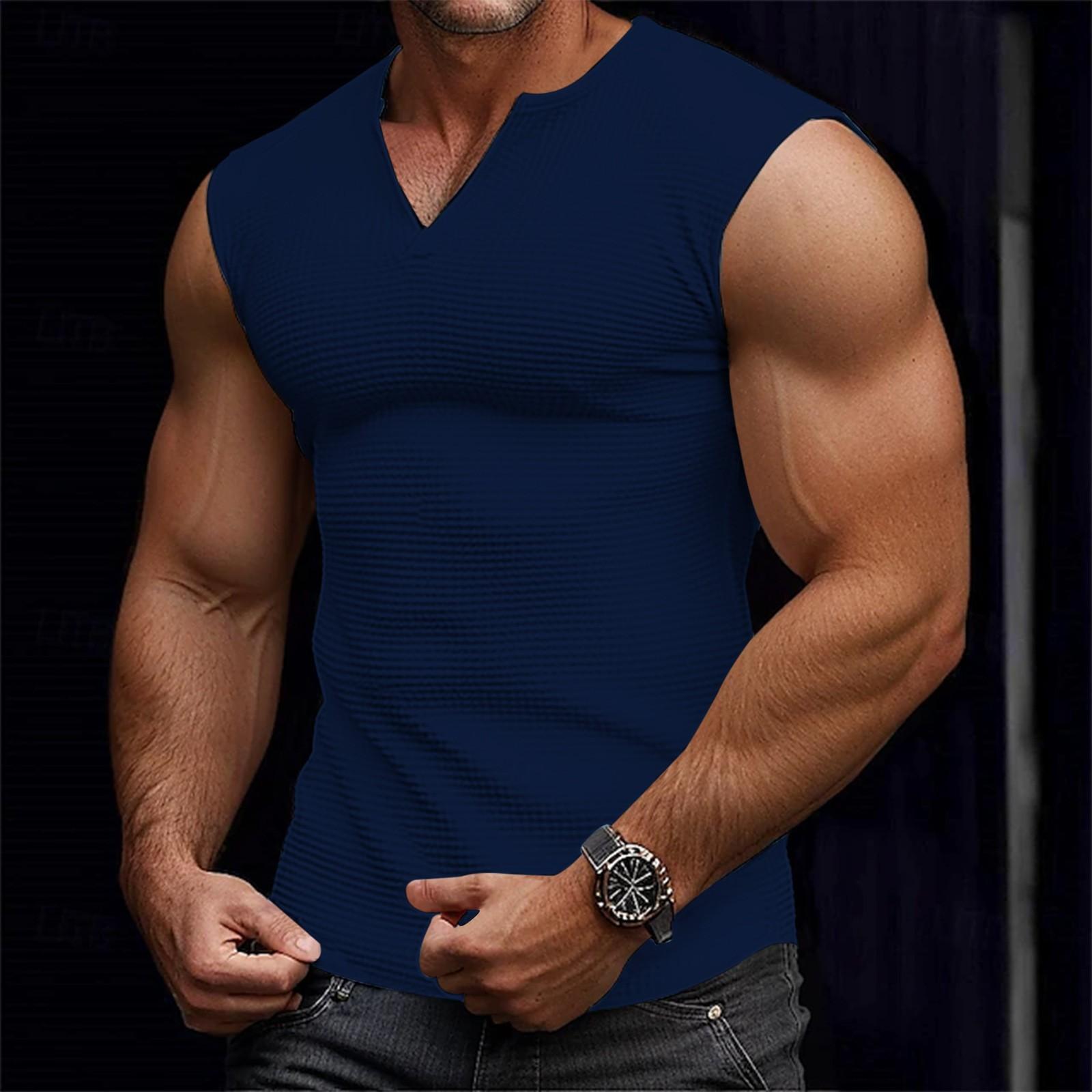 

Мужская майка-топ Heavy Vest Casual без рукавов футболка L тёмно-синий