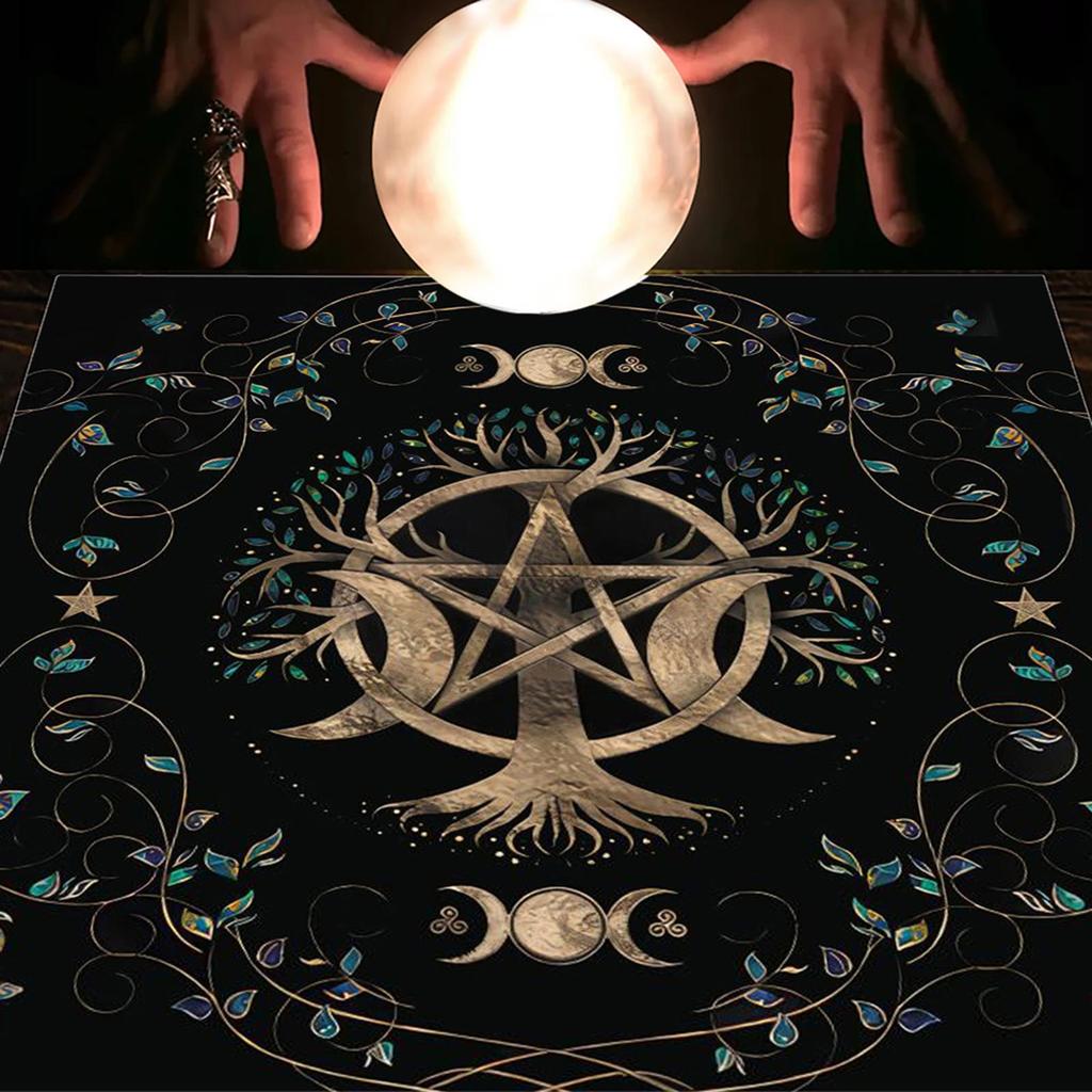 Divinations Tablecloth Pentagrams Pattern Astrologys Tarot Cards Tablecloth Altars Cloth Divinations Game Accessories