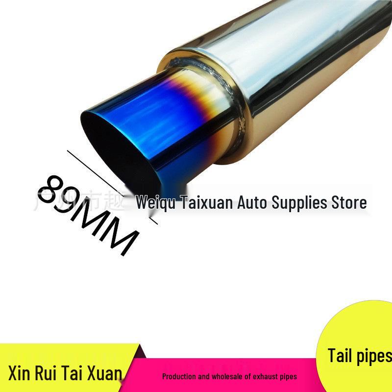 Universal Blue-Tinted Stainless Steel Rear Muffler for BMW & Mercedes-Benz Cars & Motorcycles