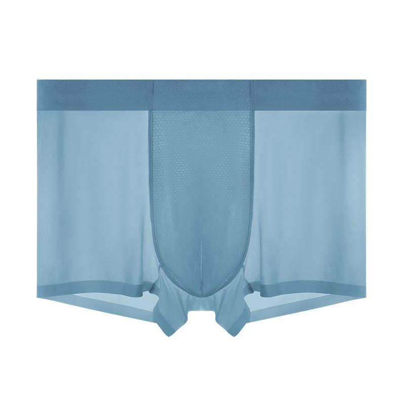 Men's Summer Silk Mesh Antibacterial Breathable Seamless Mid Rise Straight Lined Underwear