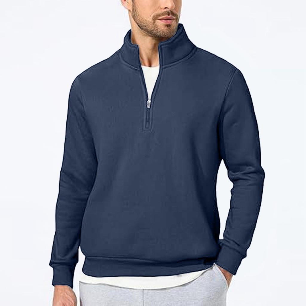 Men's Stand Collar Sweatshirt Long Sleeve Casual Pullover Top