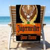 Custom Name Beach Towel Jager-meister Spirit Drink Beach Towel, Soft Microfiber, Gift for Her/Him, Birthday, for Pool, Beach, Travel, Fan gifts