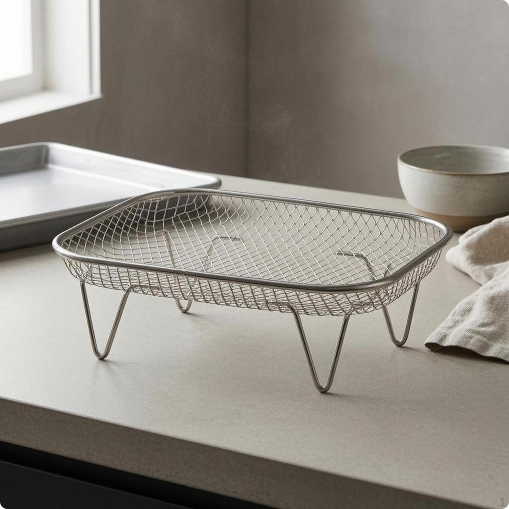 Air Fryer Basket Elevated Legs Rack Raised Mesh Round