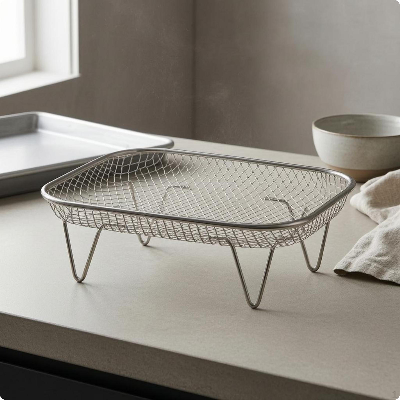 Air Fryer Basket Elevated Legs Rack Raised Mesh Round Raised Square