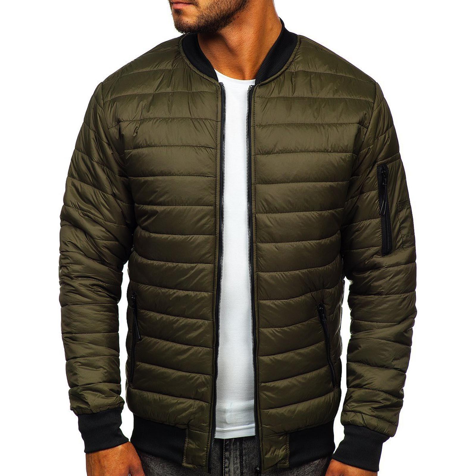 

Мужская осенне-зимняя хлопковая теплая пуховая куртка на молнии с карманами, компактное легкое пальто