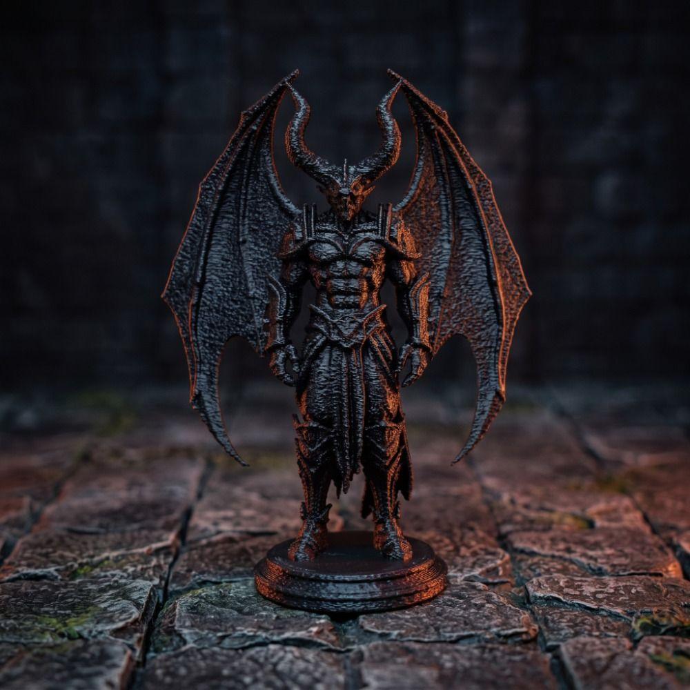 Halloween Demon Knight Figurine 3D Printed Desktop Ornament Black Demon Statue Table