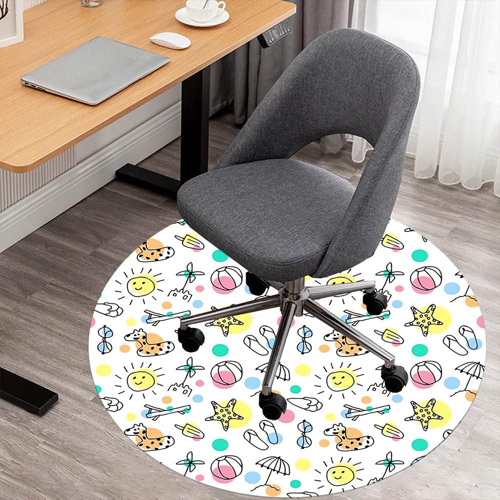 

1pc beach summer Round Chair mat Area Rug - Non-Slip, Floor Mat for Office, Bedroom, and Indoor Decor c1118102 80cm by 80cm