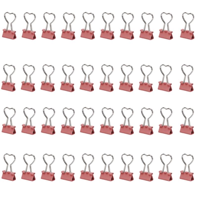 

40 Pcs Foldback Clips Heart Shape Binder Clips Writing Paper Clips Bill Clips Stationary Clips Money Paper Clamps рожевий