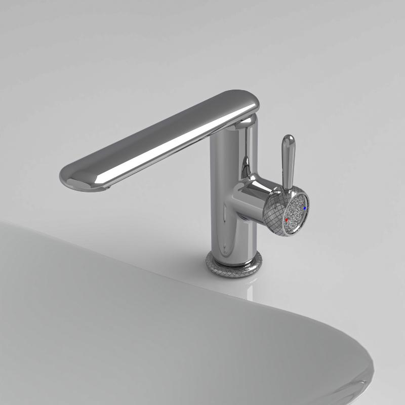European simple washbasin milk white hot and cold faucet, household bathroom single hole washbasin faucet (Silver,G3/8) серебряный