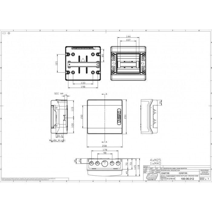 COFFRET DE DISTRIBUTION ETANCHE IP65 ECOLOGY 1x8 MODULES SANS BORNIER DE TERRE