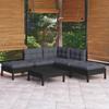 Day and Night - Day and Night Garden Furniture 6 Pieces with Black Pine Wood Cushions