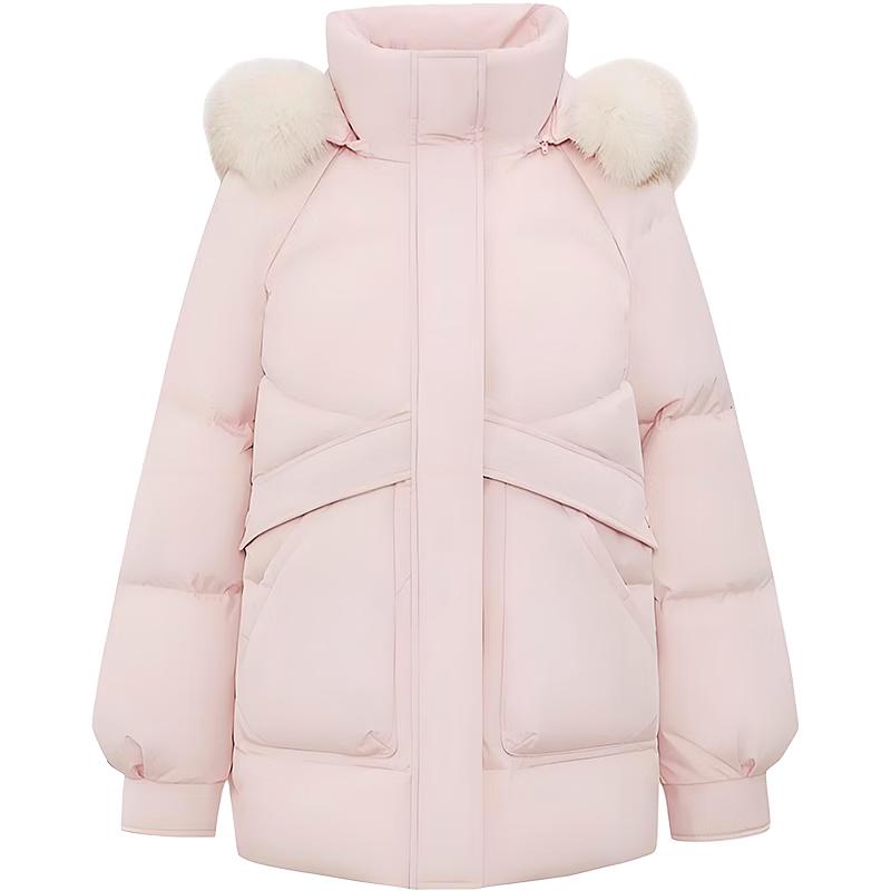 

Женский пуховик средней длины Xuezhongfei со съемным меховым воротником M