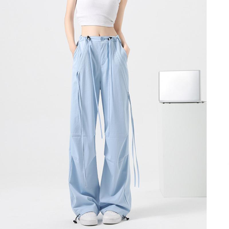 Straight-legged Casual Pants for Women In Summer Thin High Street Versatile Loose Wide-leg Work Trousers