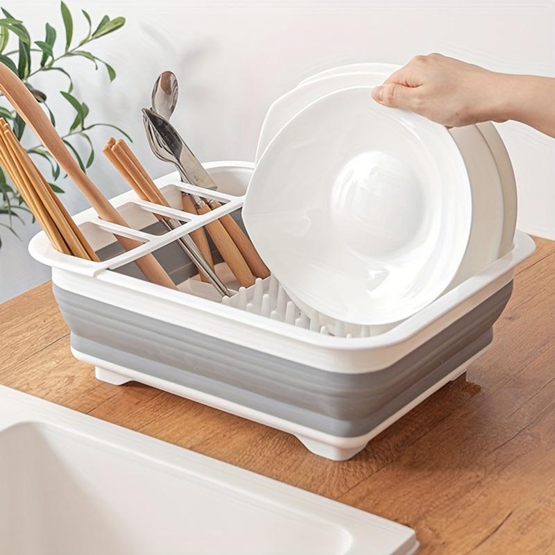 Foldable Dish Rack, Cutlery Storage Rack, Foldable Dish Rack, Drain Above Sink, Fruit and Vegetable Cleaning Sink Drain Basket