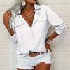 Long - Sleeve Button - Up Double - Pocket Lapel Casual Women's Blouses & Shirts