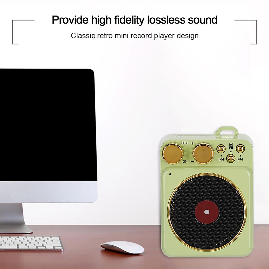 DC 3.7V Retro Bluetooth 5.0 Speaker with Smart O Voice Broadcast for MP3  TF CardGreen