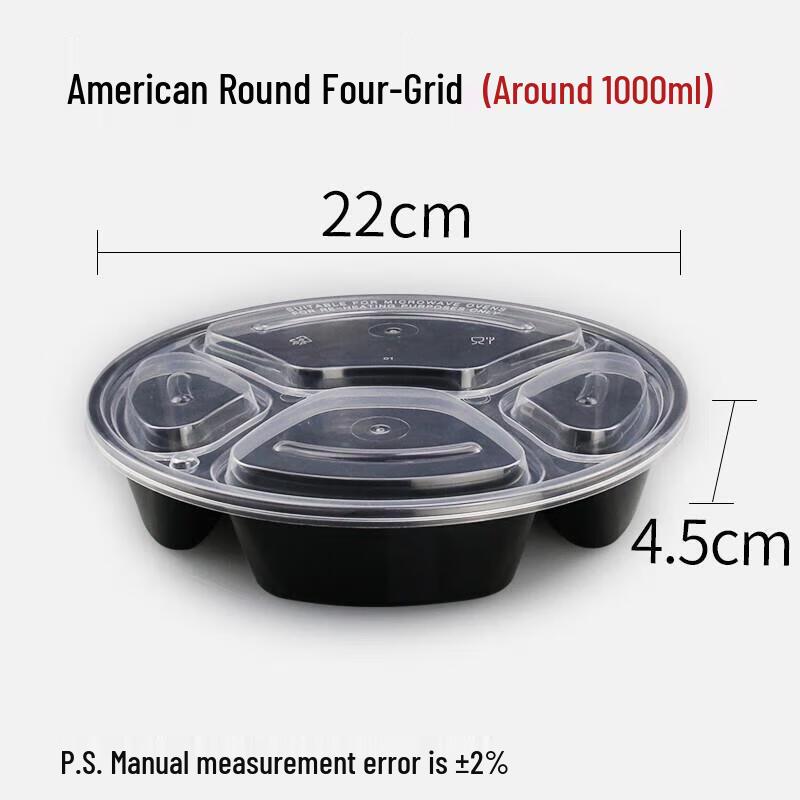 Disposable Round 4-Compartment Takeaway Meal Box