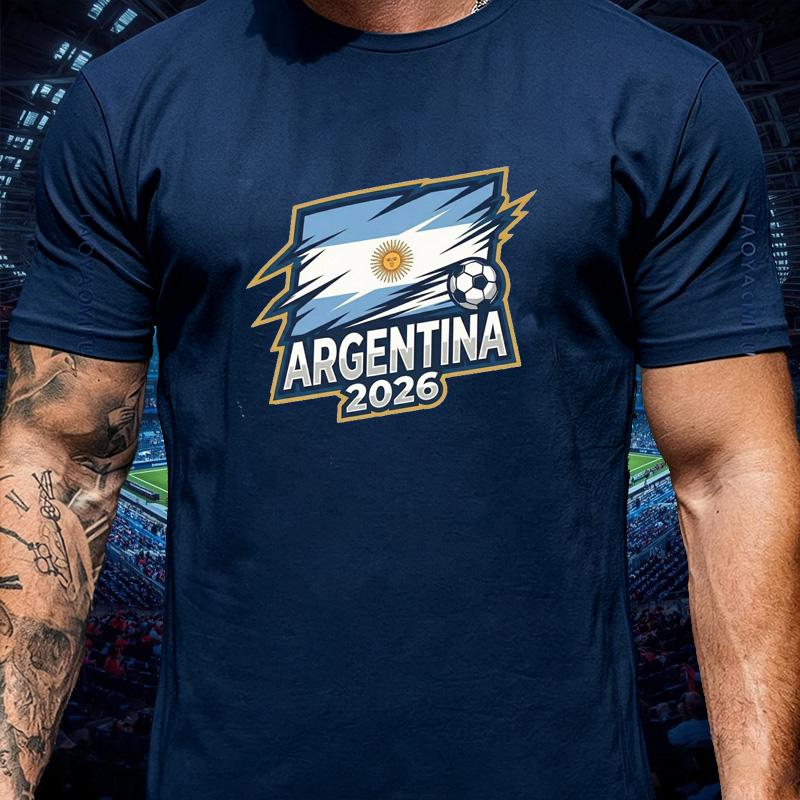 Unisex Unisex Argentina National Team Champion T Shirt High Deunisexd Tear Edge Sun Flag Side Soccer 2026 Graphic Cotton Fan Tshirt