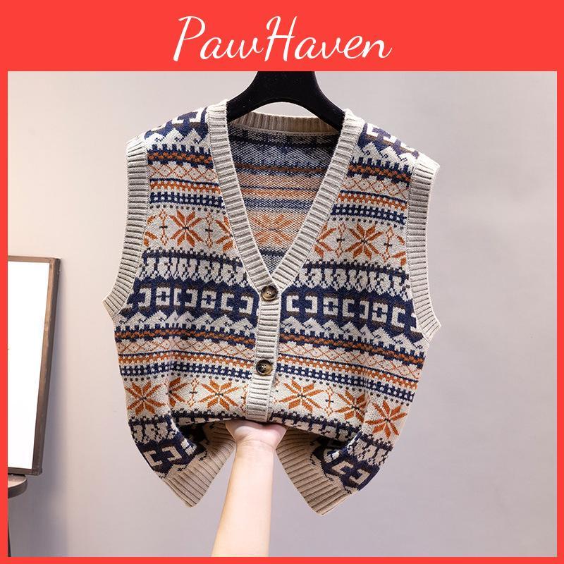 For Vest Womens Knitted Cardigan Early Spring And Autumn 2024 Loose Fit Sweater