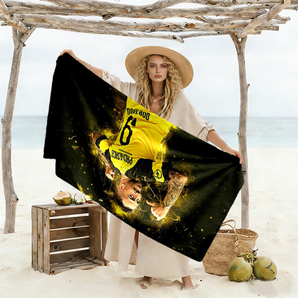 Player Celebrates Victory Moment Beach Towel Super Soft Microfiber Quickdry Fabric Comfortable Lightweight