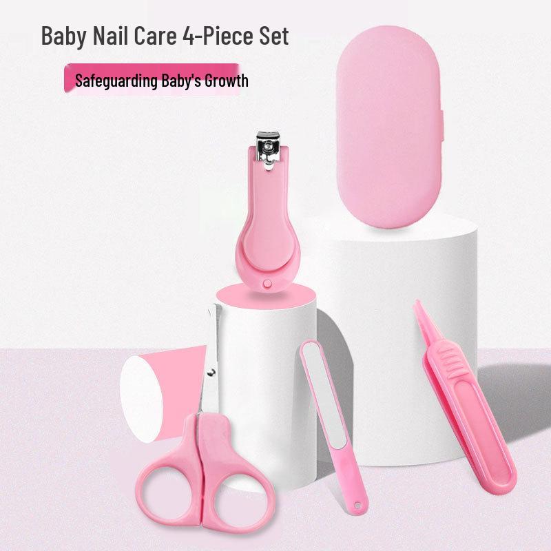 4-Piece Baby Nail Care Set: Clippers & Scissors for Children розовый