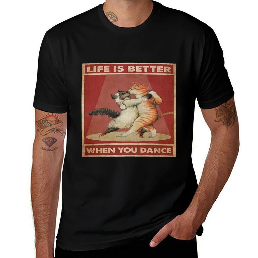 Cats Dancing TShirt Urban Casual Loose Fit Tee TShirt