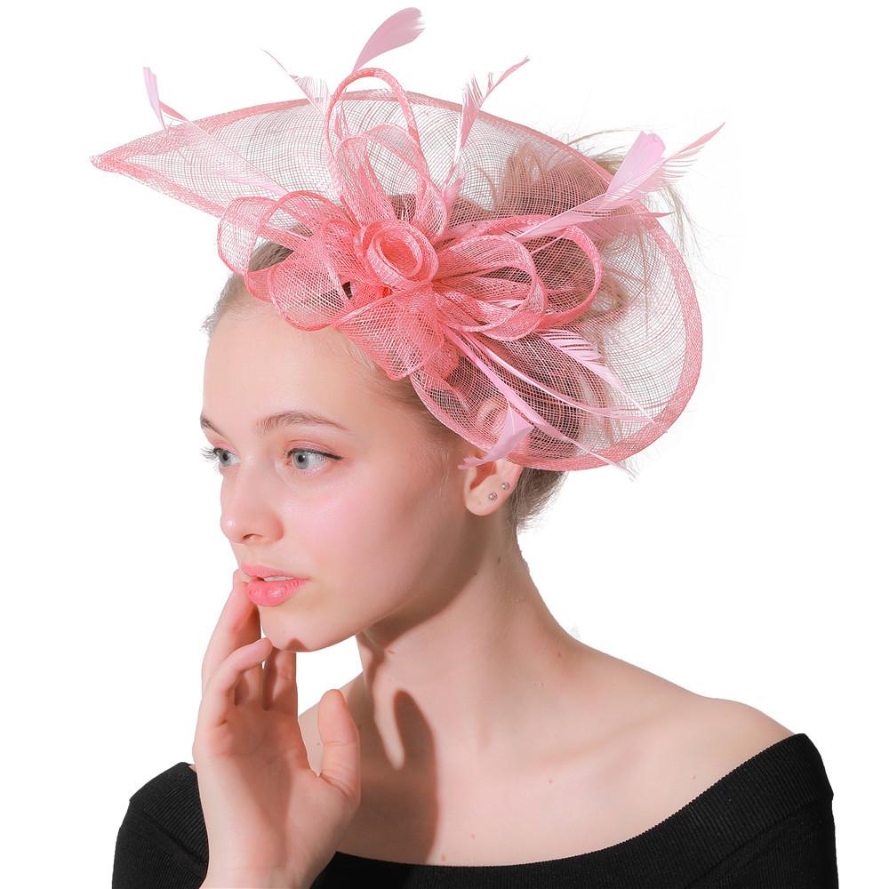 Europäische und Amerikanische Boutique Mode Simulation Blatt Kopfschmuck Rosa Hanfgarn Feder Einfach Promi Party Haarschmuck