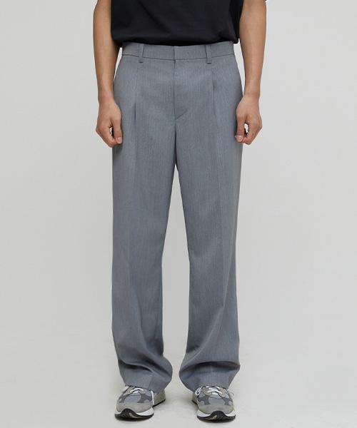 Yulleo Semi-Wide Single-Pleat Slacks (Gray)