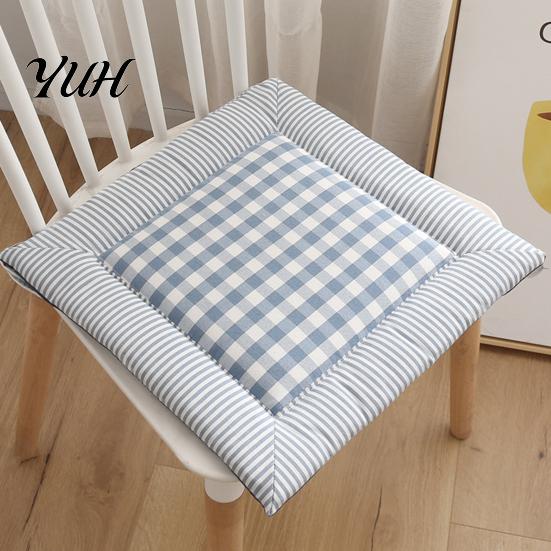 Durable Chair Cushion for Wood Chairs Square Plaid Pad with Ties, Cotton Linen Breathable Seat Cushion, Buffalo Spring Autumn Check Dining Home Office