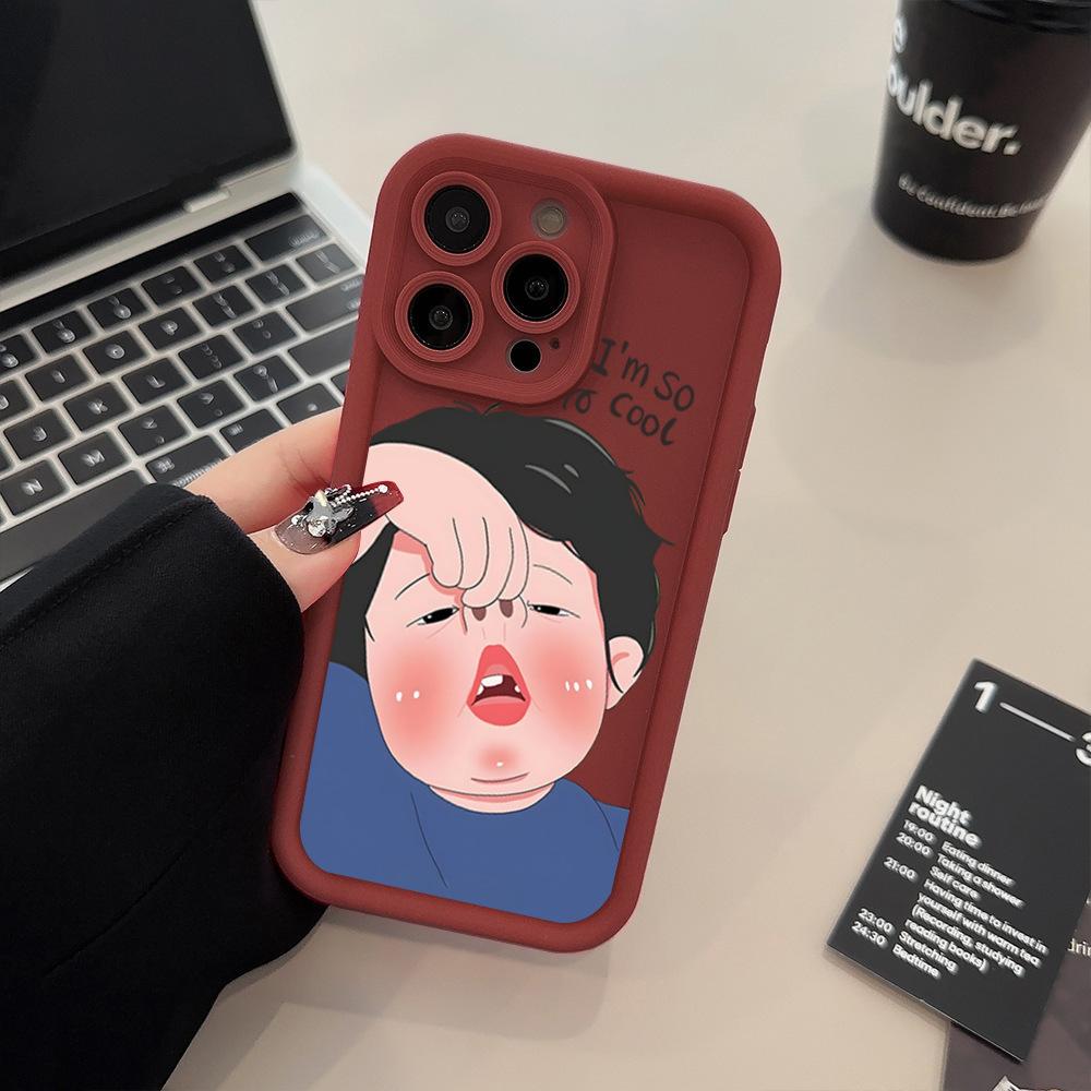 Amazon hot-selling iphone17 mobile phone case pouty funny 14 matte silicone case apple 16promax soft case