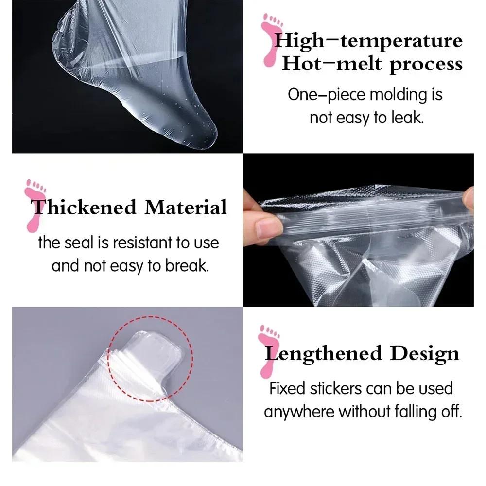 100Pcs Disposable Foot Moisturizing Socks PE Foot SPA Feet Care Pedicure Tools