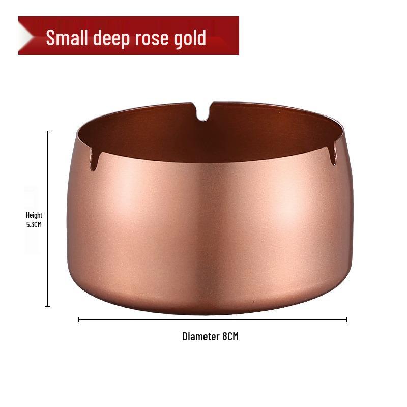 Customized Windproof Stainless Steel Ashtray with Engraved Silk Flower for Bars, Cafes, and Living Rooms