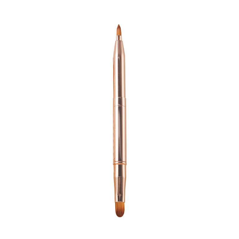 Dual-ended Retractable Lip & Concealer Brush with Lid - Portable, Multifunctional Beauty Tool