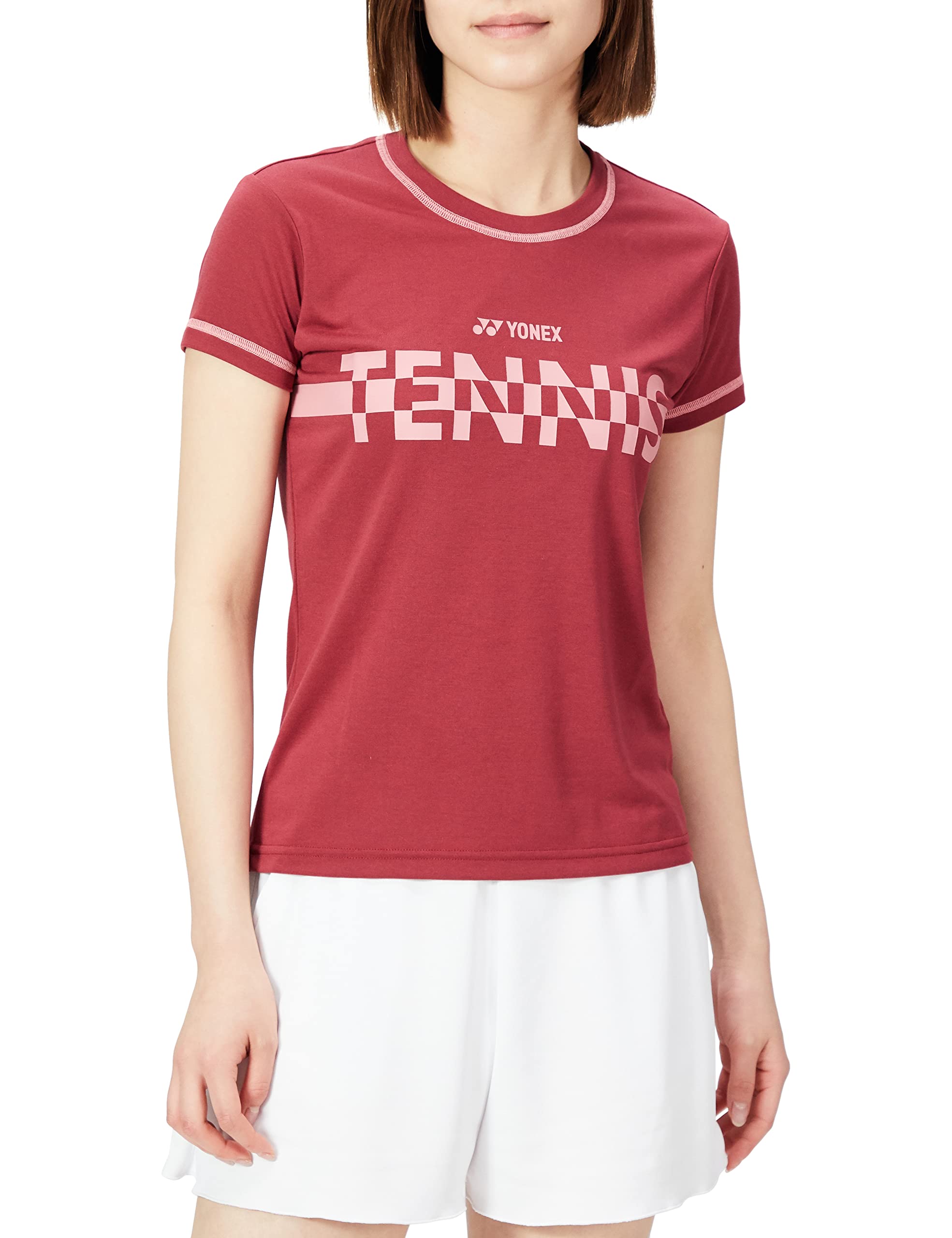 

Женская футболка Yonex с коротким рукавом винного цвета XO, (037)